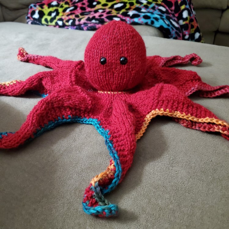 knitted red octopus