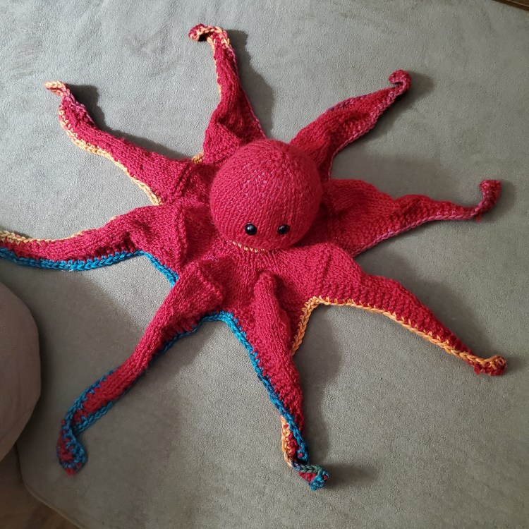 knitted red octopus