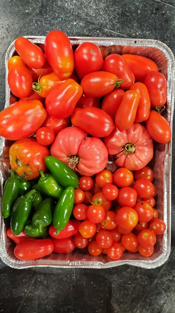 Tray of tomatoes and peppers