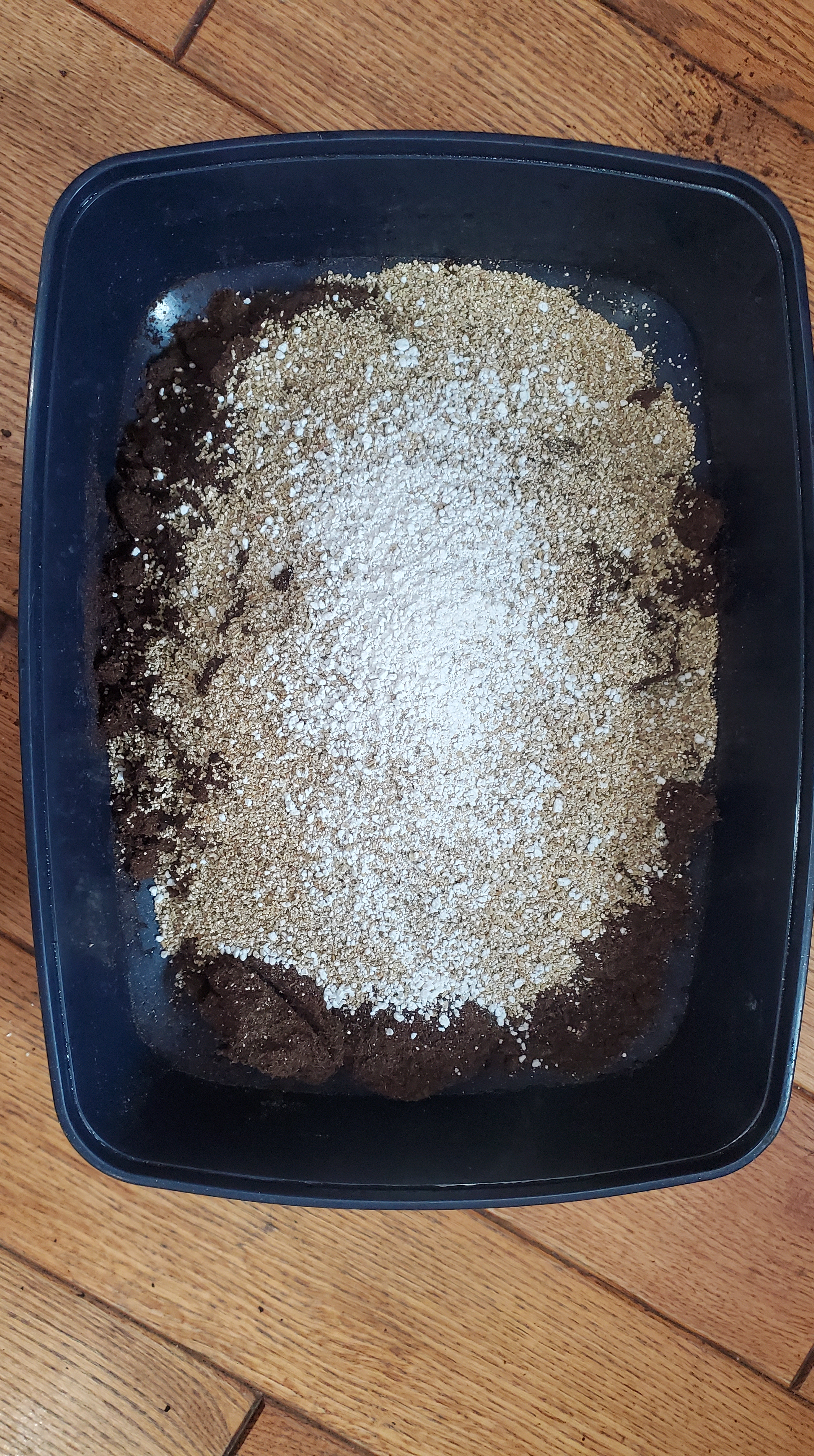 peat moss, vermiculite and perlite in a bucket